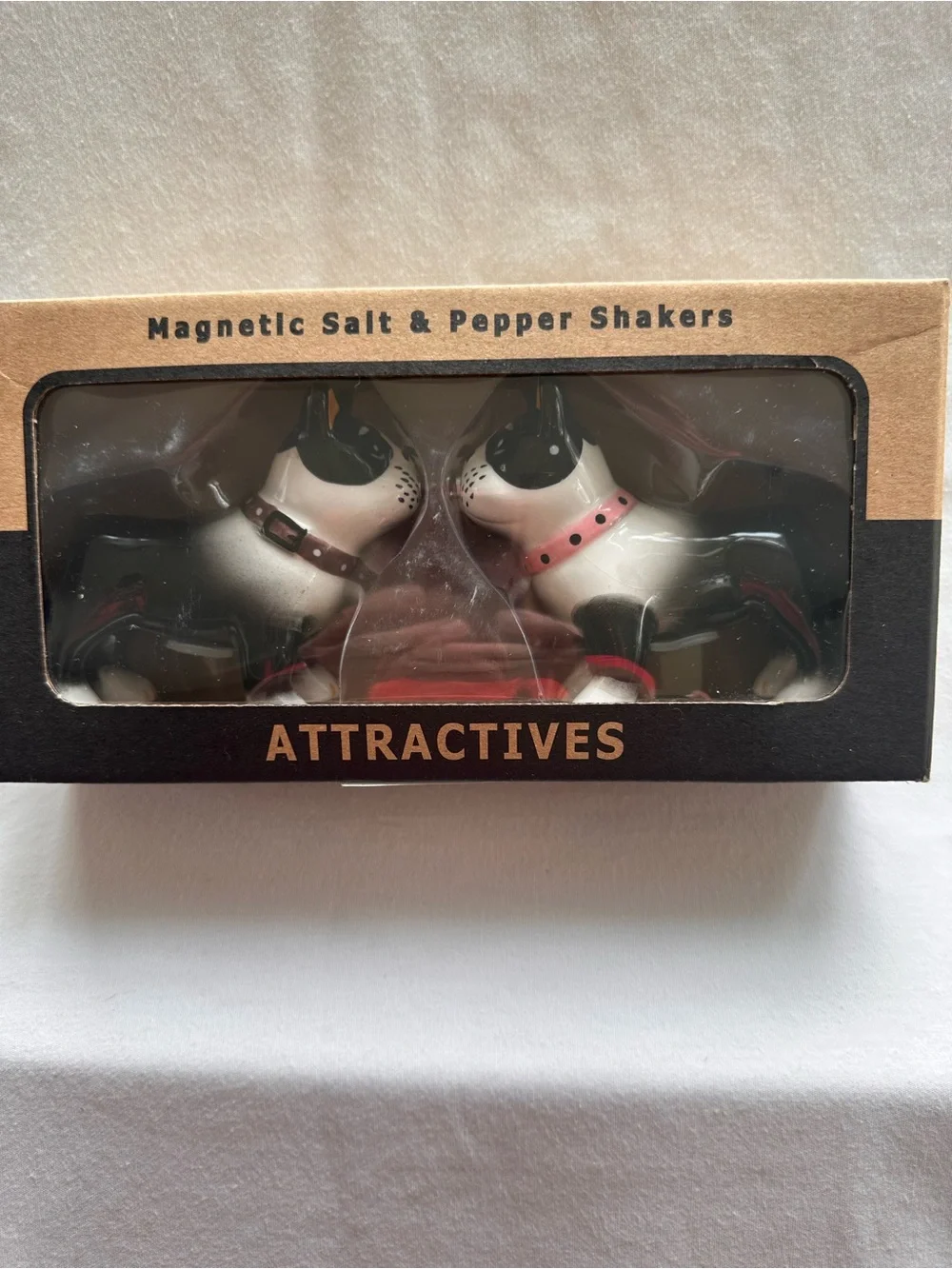 Magnetic Boston Terrier Salt & Pepper Shakers.